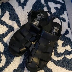 Fly London Black Fisherman Sandals